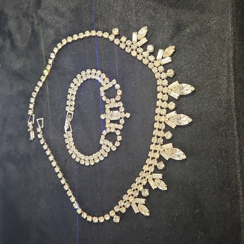 Embellished rhinestone bracelet and necklace